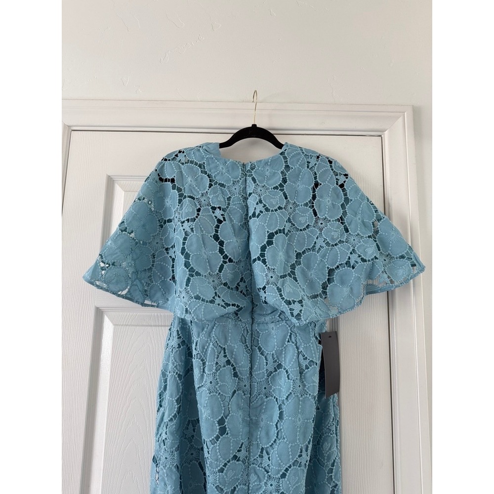 tuckernuck cameo blue eyelet cape leah midi dress, women size 8 - Picture 6 of 11